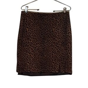 Carole Little Petites Leopard Print Mini  Skirt Brown Black L Petite Mob Wife